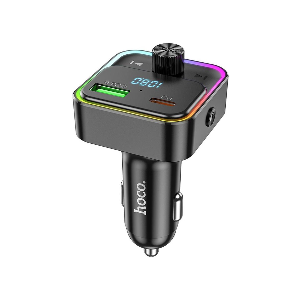 Ładowarka samochodowa Hoco USB A + USB C QC3.0 PD 30W  z transmiterem E81 czarny