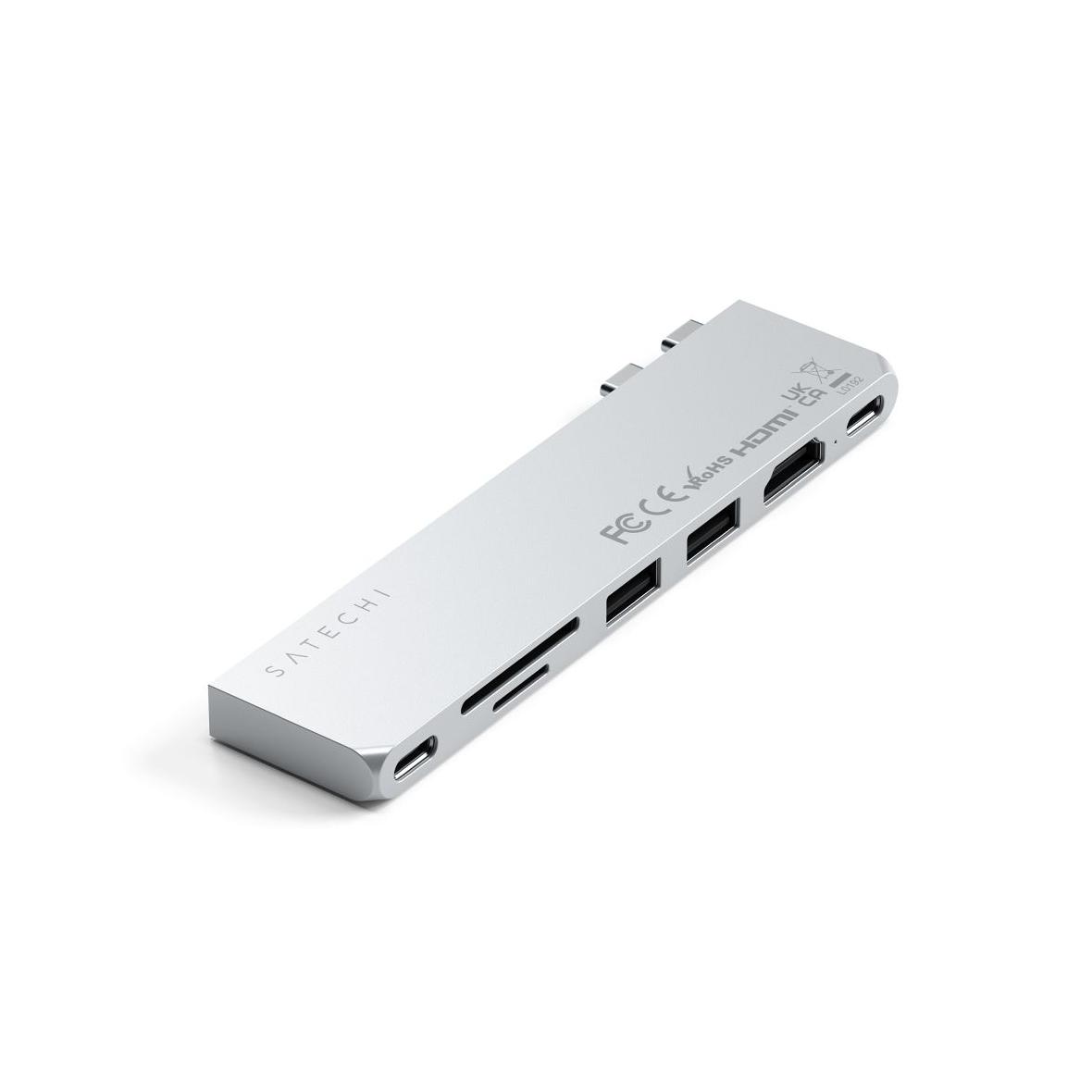 Adapter HUB 7w1 2 x USB C Satechi Pro HUB Slim ST-HUCPHSS do MacBook srebrny