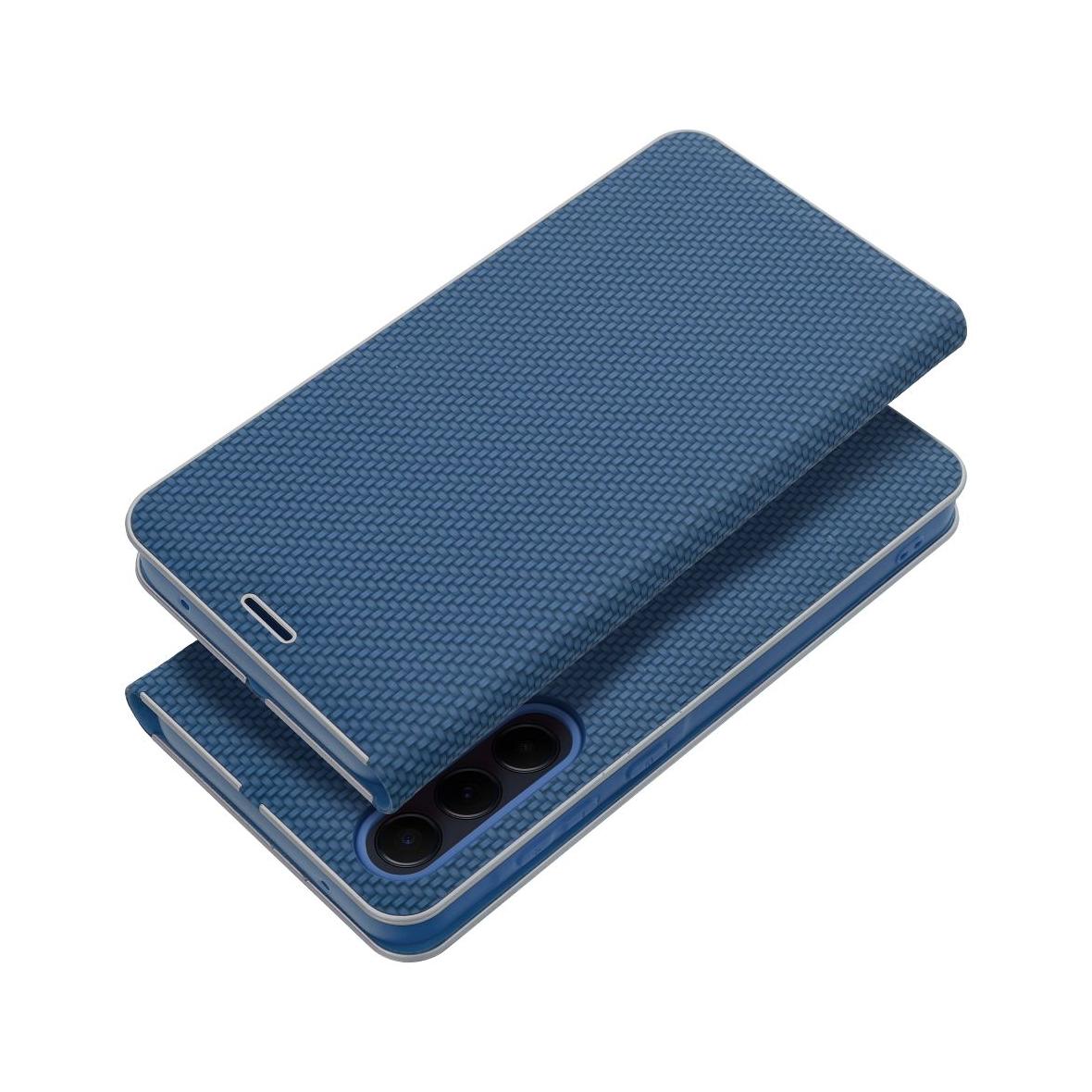 Etui z klapką na Samsung A05s Luna Book Carbon niebieskie