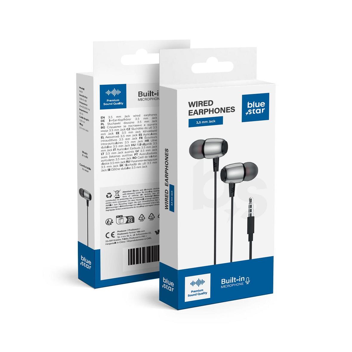Słuchawki przewodowe douszne Jack 3,5 mm Blue Star M09 1,2 m czarne