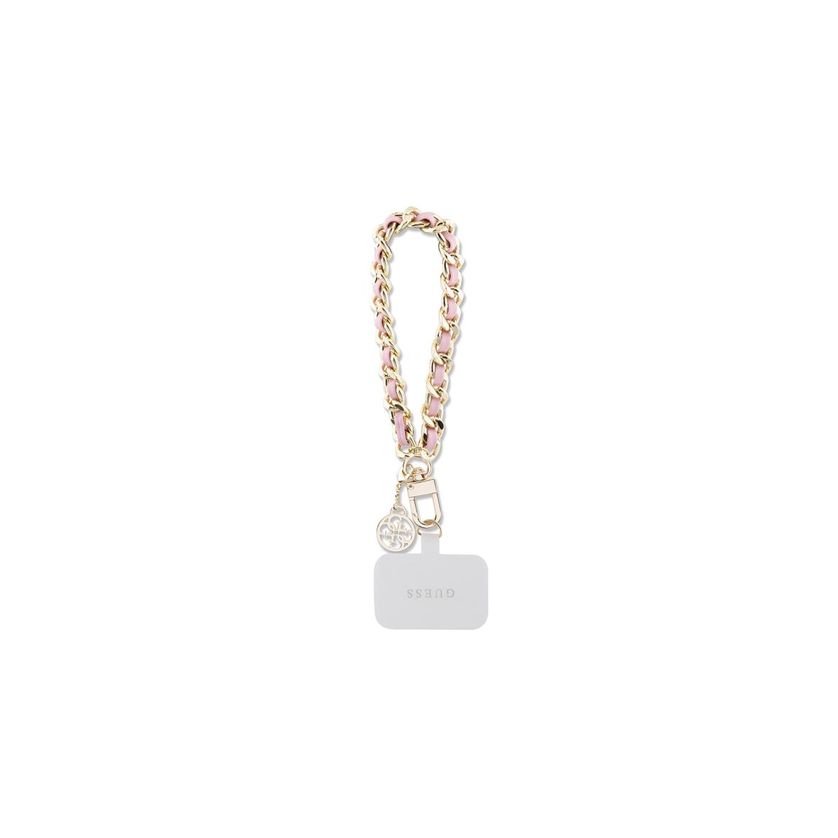 GUESS hand strap GUOUCHSAMC4P (Saffiano Chain Strap 4G Charm) różowy