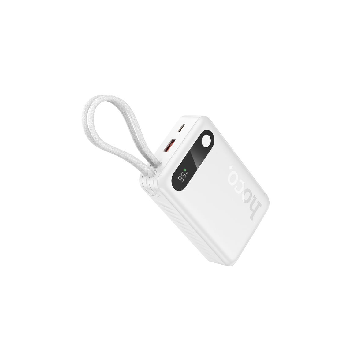 Powerbank Hoco 20000 mAh QC PD 2A 22,5W z wbudowanymi kablami USB C + Lightning J171A biały