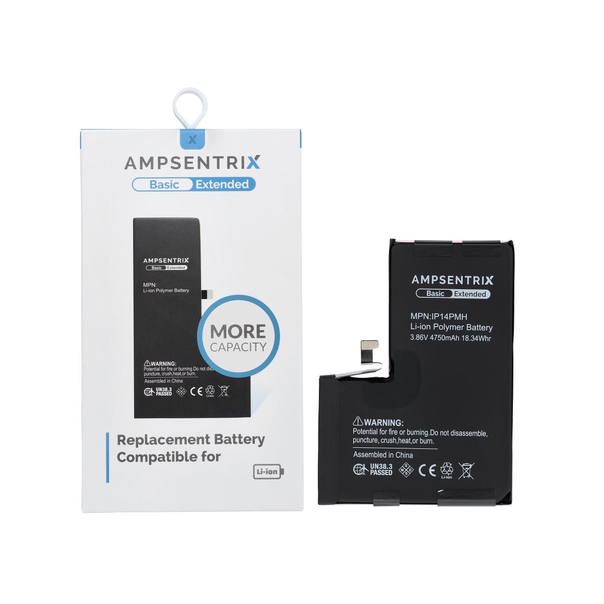 AmpSentrix Basic bateria do iPhone 14 Pro Max (zwiększona pojemność 4750 mAh)