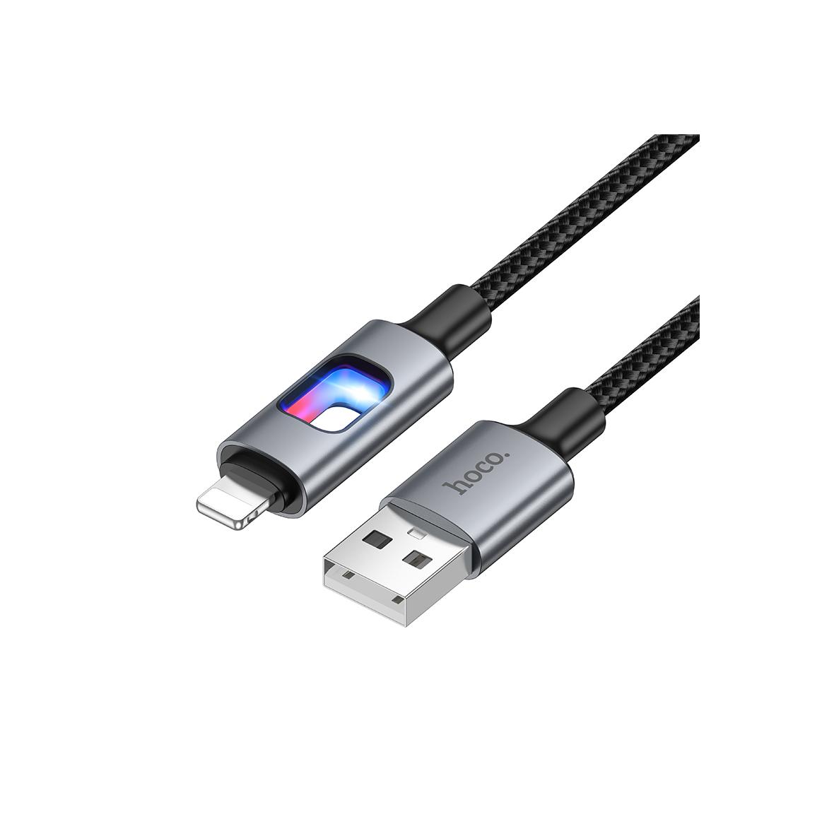 Kabel USB z diodami LED USB A do Lightning Hoco 2,4A 1,2 m U144 czarny