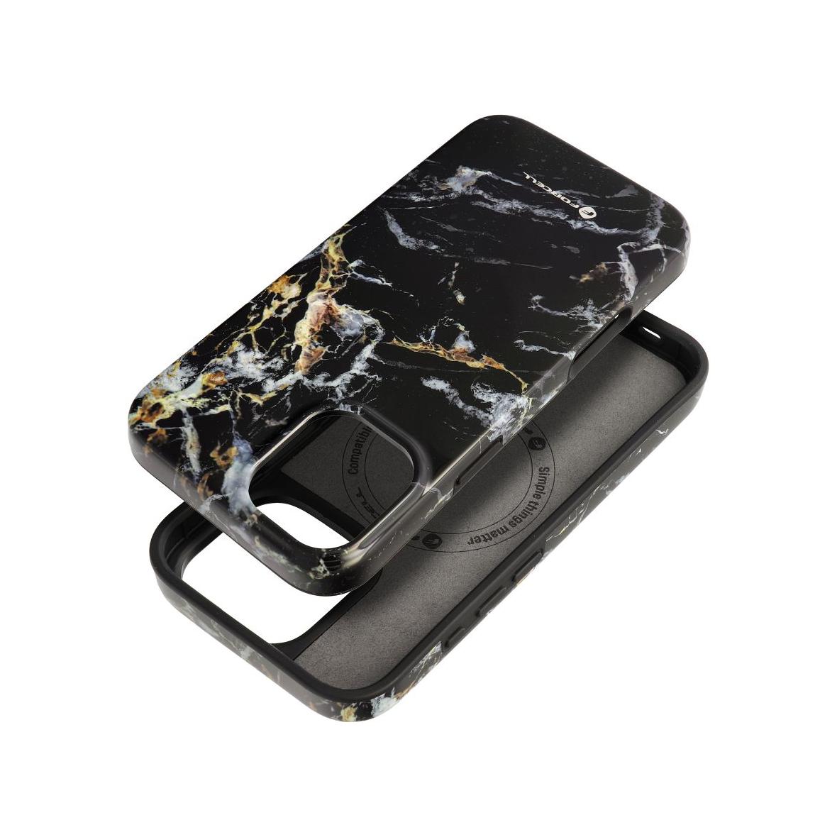 Etui na iPhone 16 PLUS Forcell F-Protect Mirage zgodny z MagSafe Military Drop-Test black marble