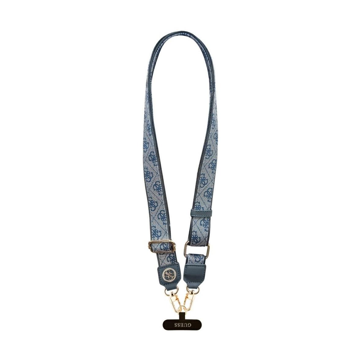 GUESS uniwesalny pasek GUUCNP4DGMB (4G PU Strap Tether Patch Strass Metal Logo) niebieski