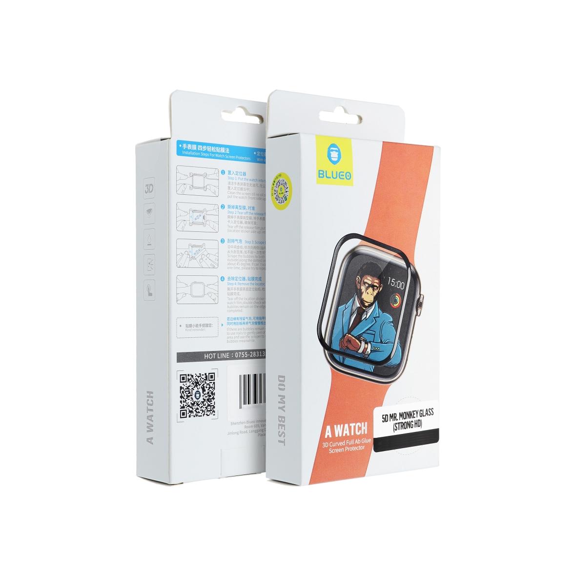Szkło Hartowane 5D Mr. Monkey Glass - do Apple Watch SE / SE 2 / SE 3 40MM czarny (Anti-Static Strong HD)