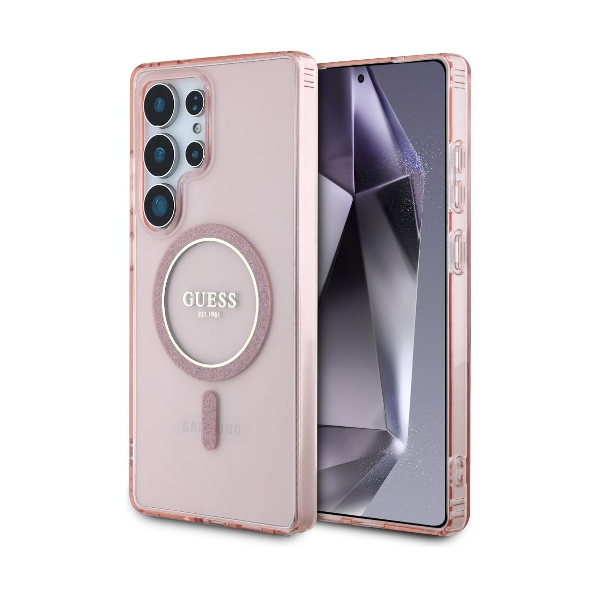 GUESS futerał do SAMSUNG S25 Ultra GUHMS25LHFGEREP (Magnetic IML Glitter Circle) różowy