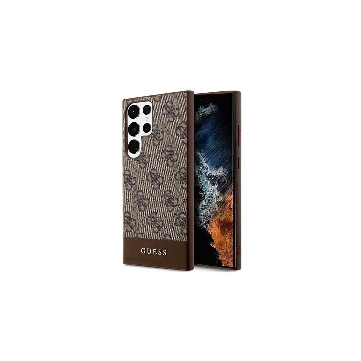 GUESS futerał do SAMSUNG S24 Ultra GUHCS24LG4GLBR (4G Bottom Stripe) brązowy