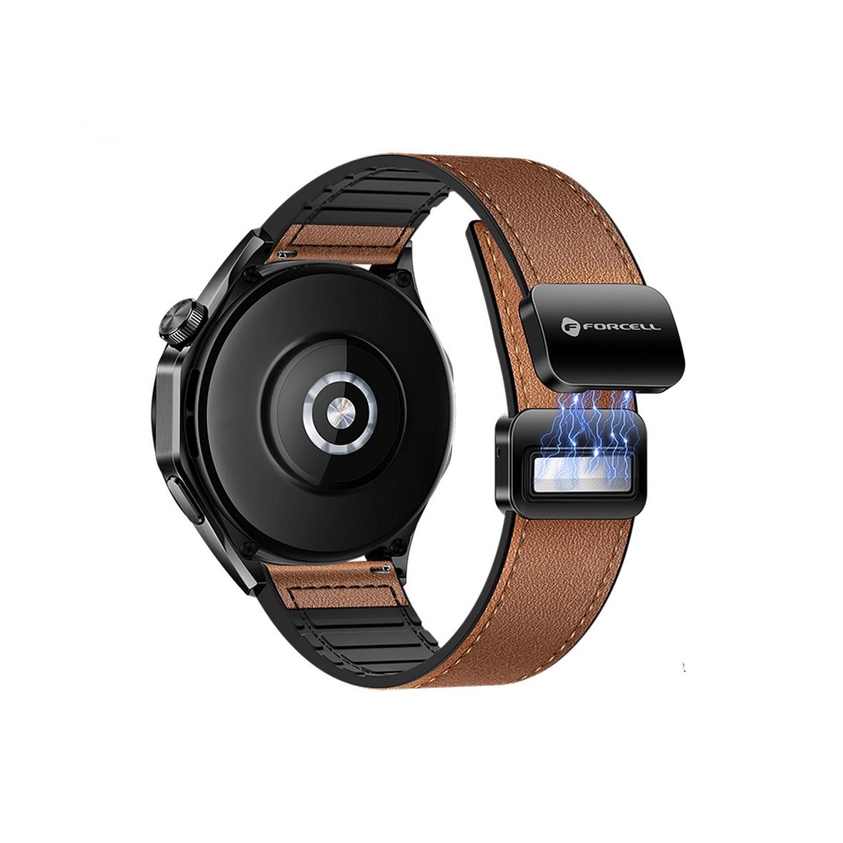Pasek do Samsung Galaxy Watch Forcell F-Design FS20 magnetyczny skóra ekologiczna 22 mm brązowy