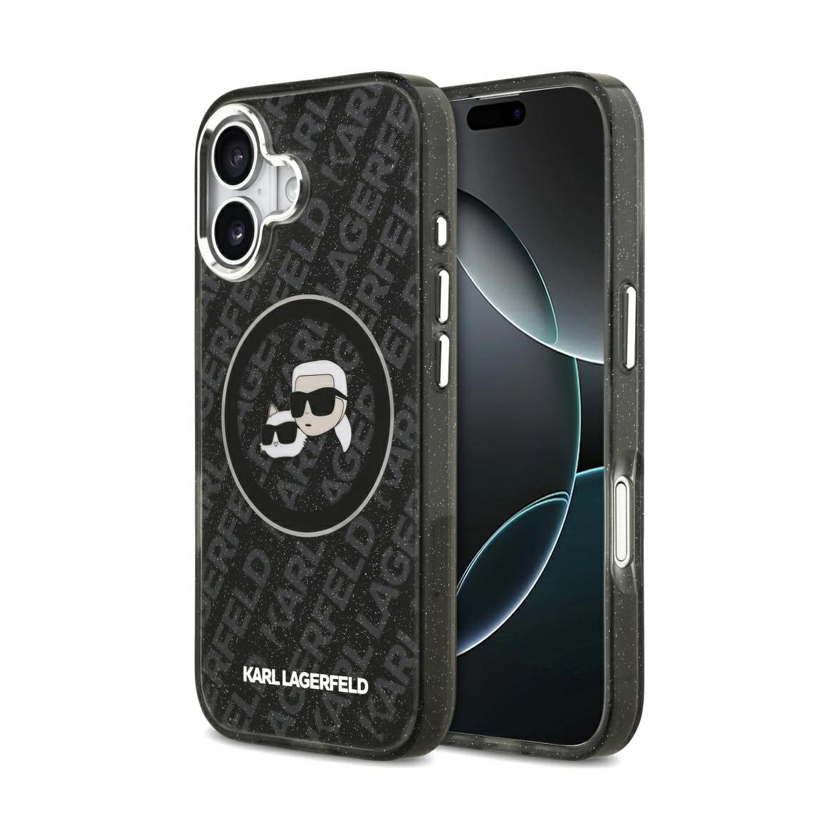 KARL LAGERFELD futerał do IPHONE 17 kompatybilny z MagSafe KLHMP17SHMKBKCHOK (IML Glitter K&C Heads Logo) czarny