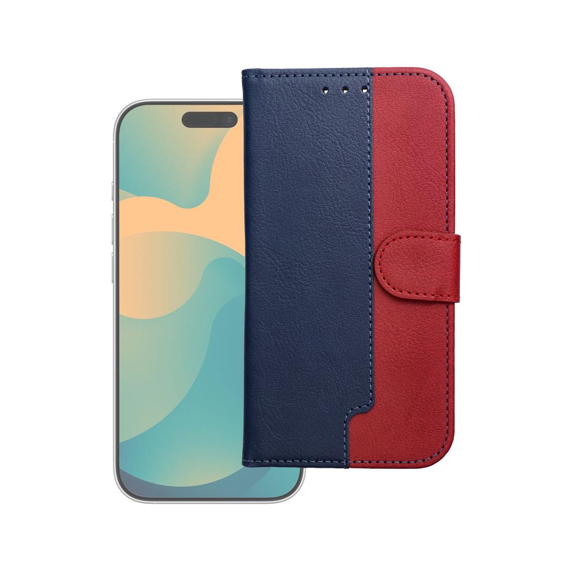 Etui z klapką na iPhone 17 PRO Split Book granatowo-czerwone