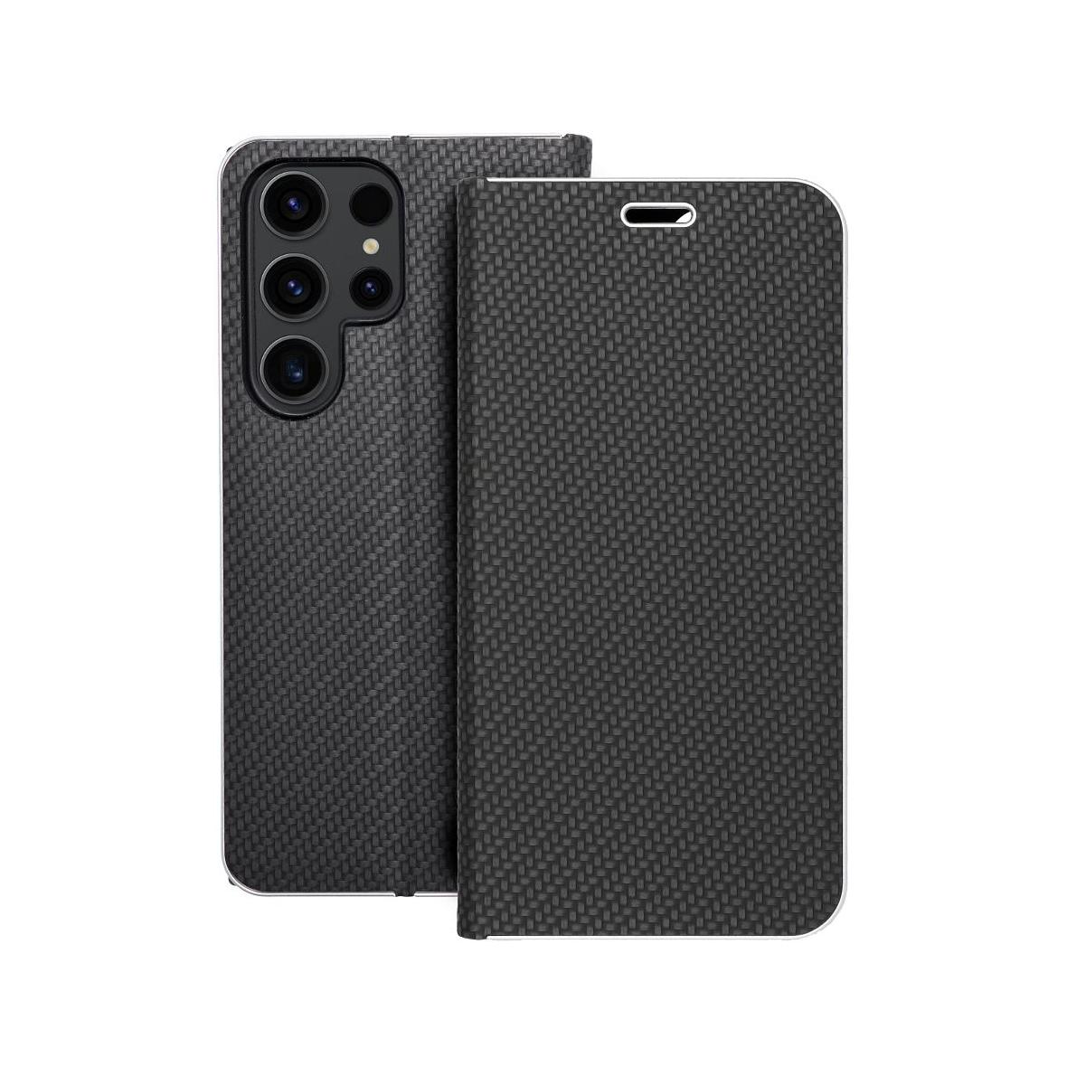 Etui z klapką na Samsung S23 ULTRA Luna Book Carbon czarne