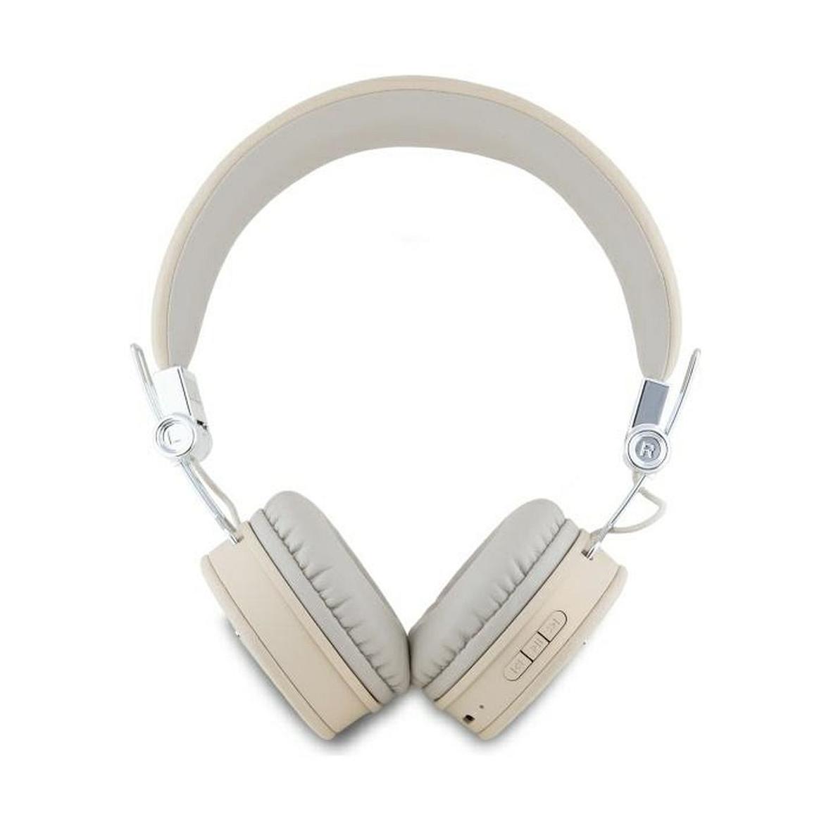 GUESS słuchawki bezprzewodowe bluetooth nagłowne ENC GUBH70PGTSPSE (Grained Classic Round Shape) beżowe