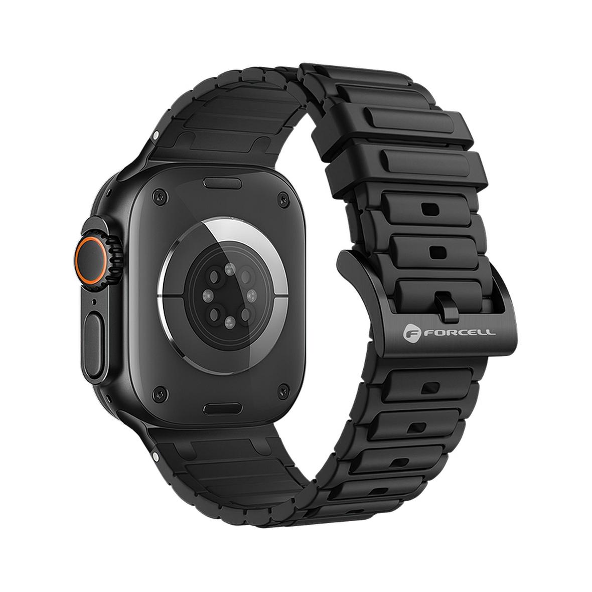 Pasek do Apple Watch Forcell F-Design FA06 dziurki silikon 42 / 44 / 45 / 49 mm czarny