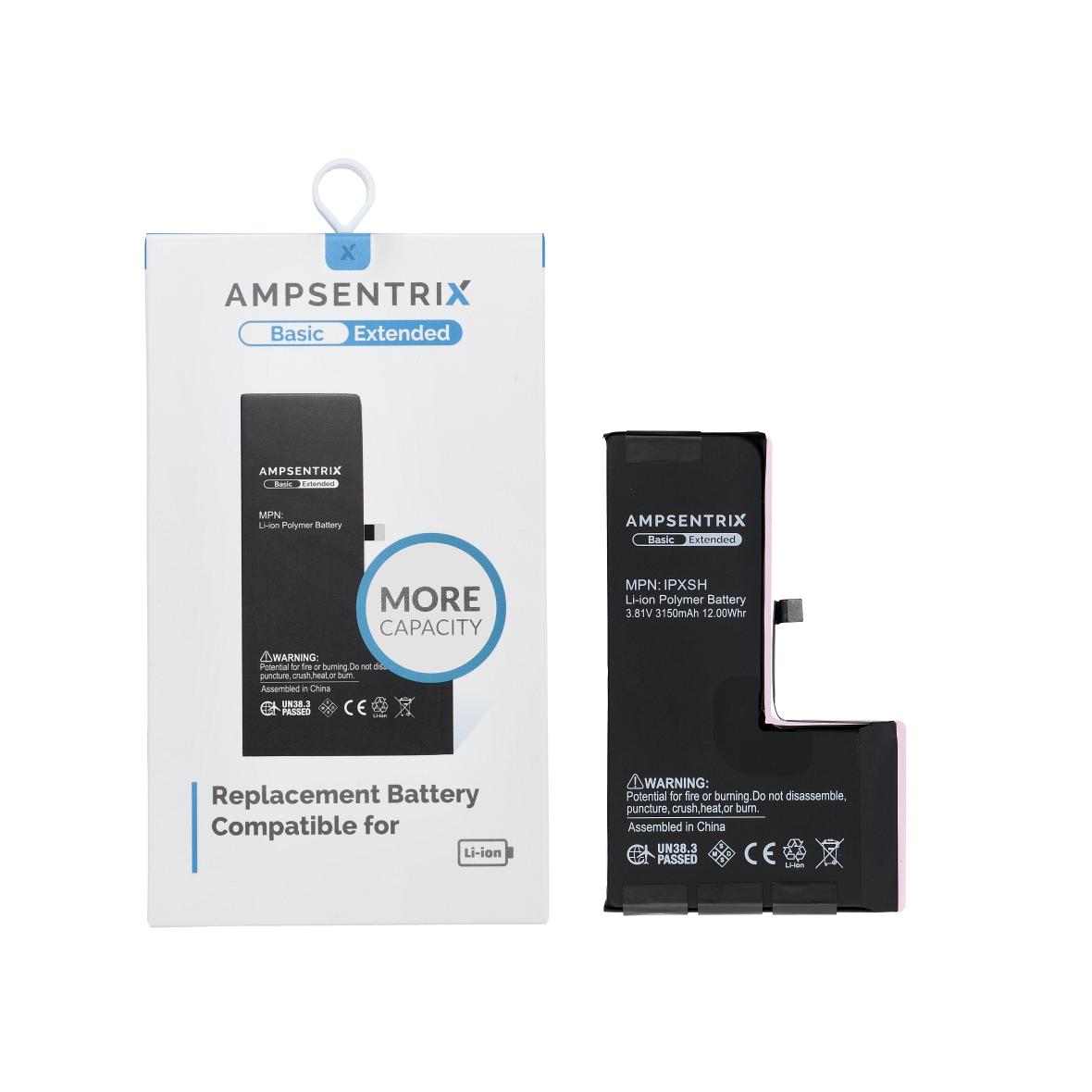 AmpSentrix Basic bateria do iPhone XS (zwiększona pojemność 3150 mAh)