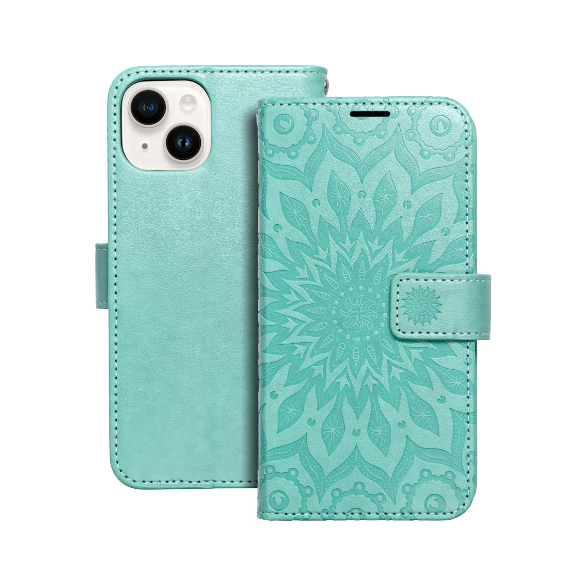 Etui z klapką na iPhone 14 Mezzo Book mandala zielone