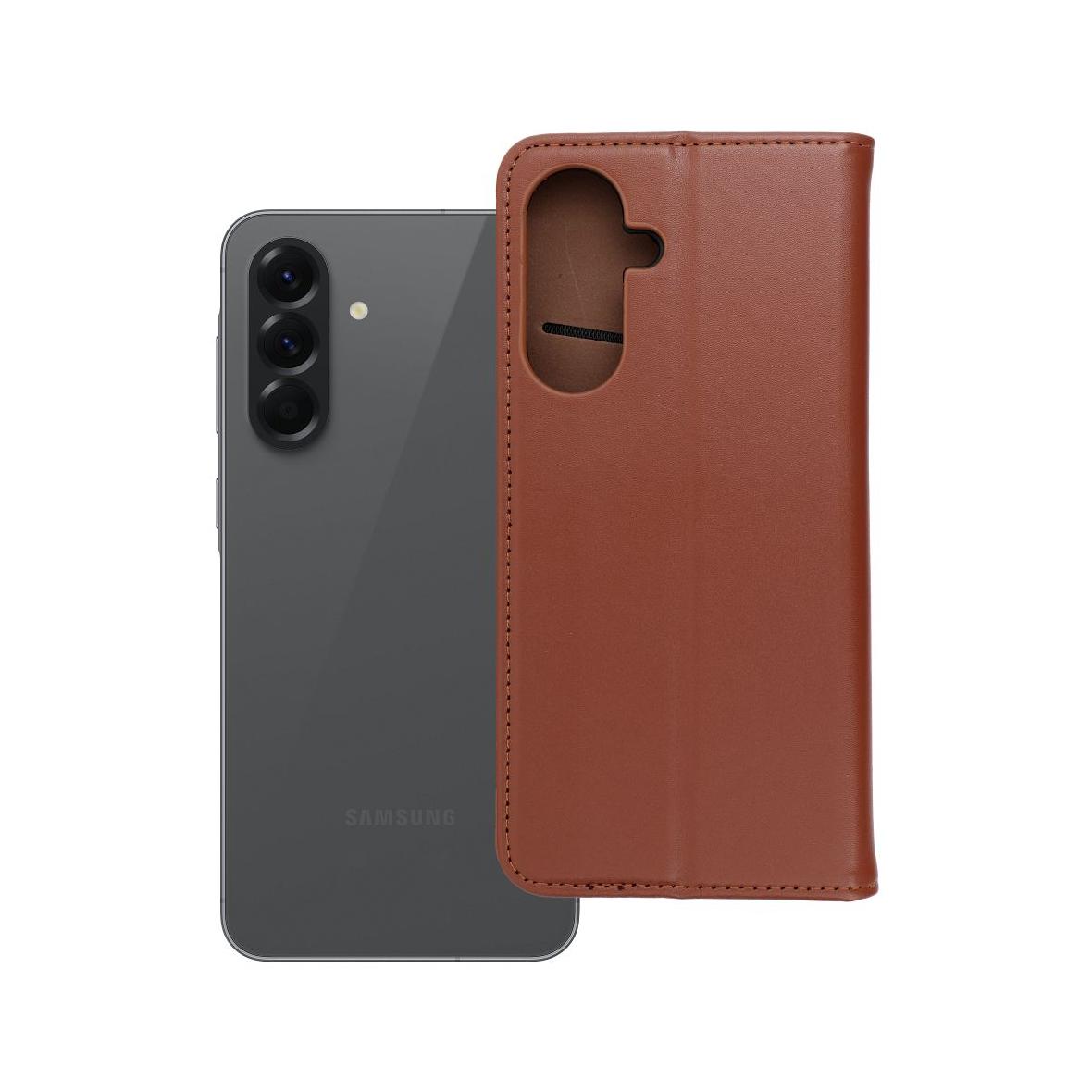 Etui z klapką na Samsung A56 5G Smart Pro Book skórzane brązowe