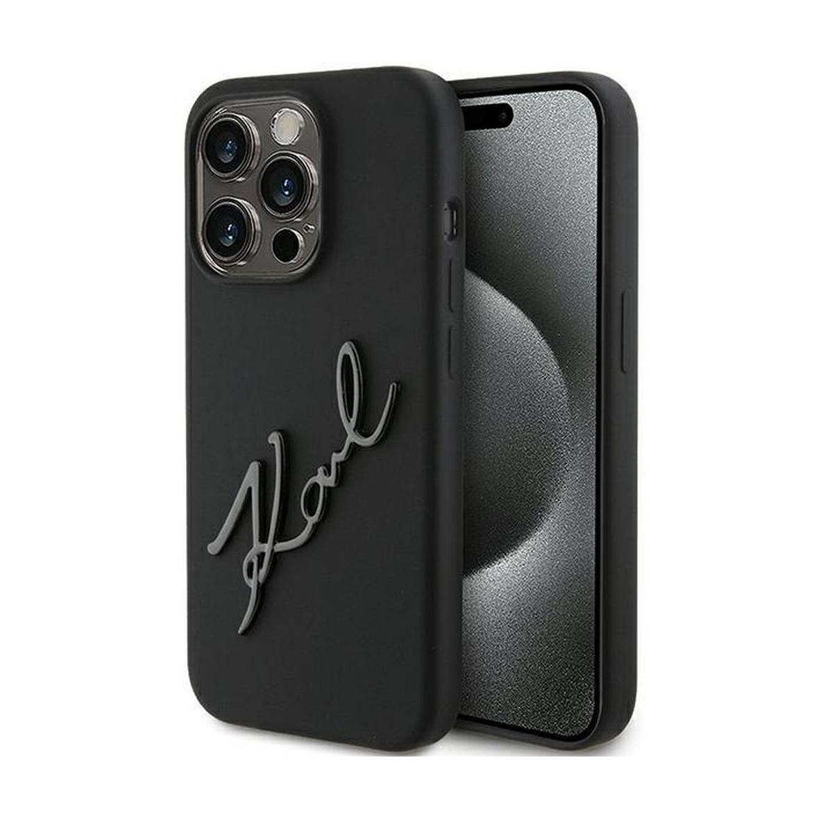 KARL LAGERFELD futerał do IPHONE 15 Pro Max KLHCP15XSKSBMCK (Silicone Karl Script Logo) czarny