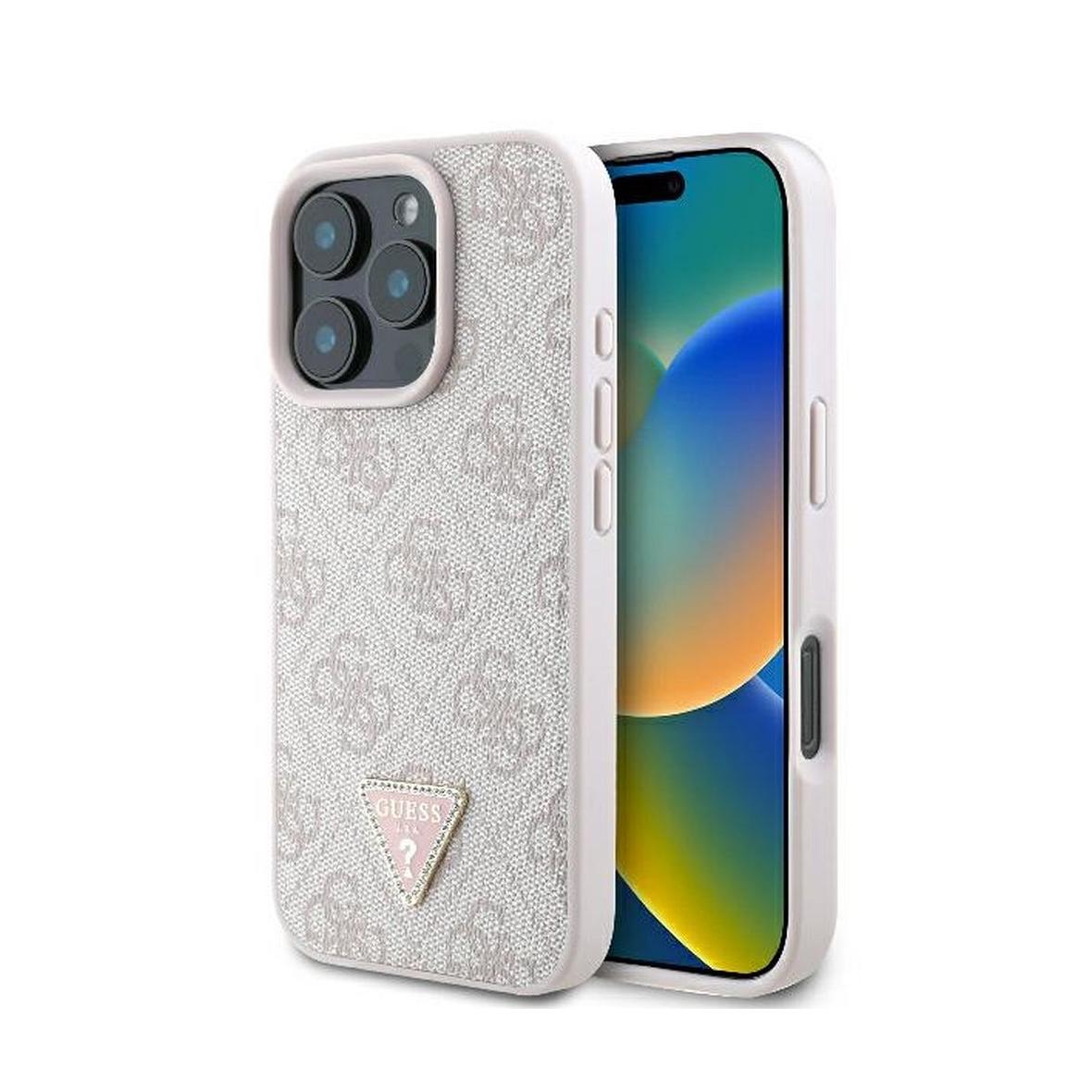 GUESS futerał do IPHONE 16 Pro Max GUHCP16XP4TDPP (PU Leather 4G Triangle Strass) różowy