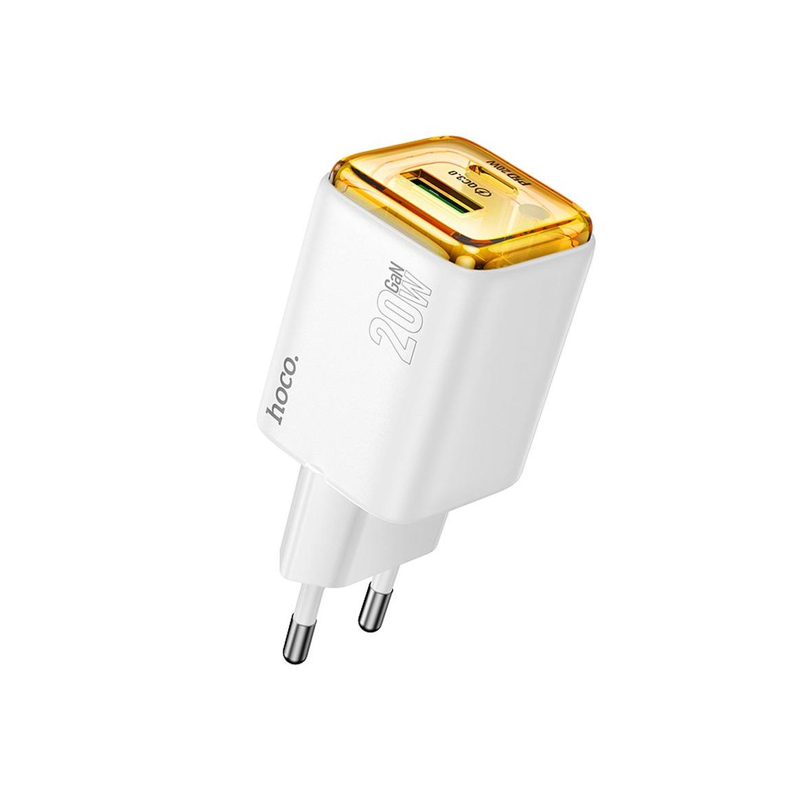 Ładowarka sieciowa do telefonu Hoco USB A + USB C QC3.0 PD 3A 20W N52 biała