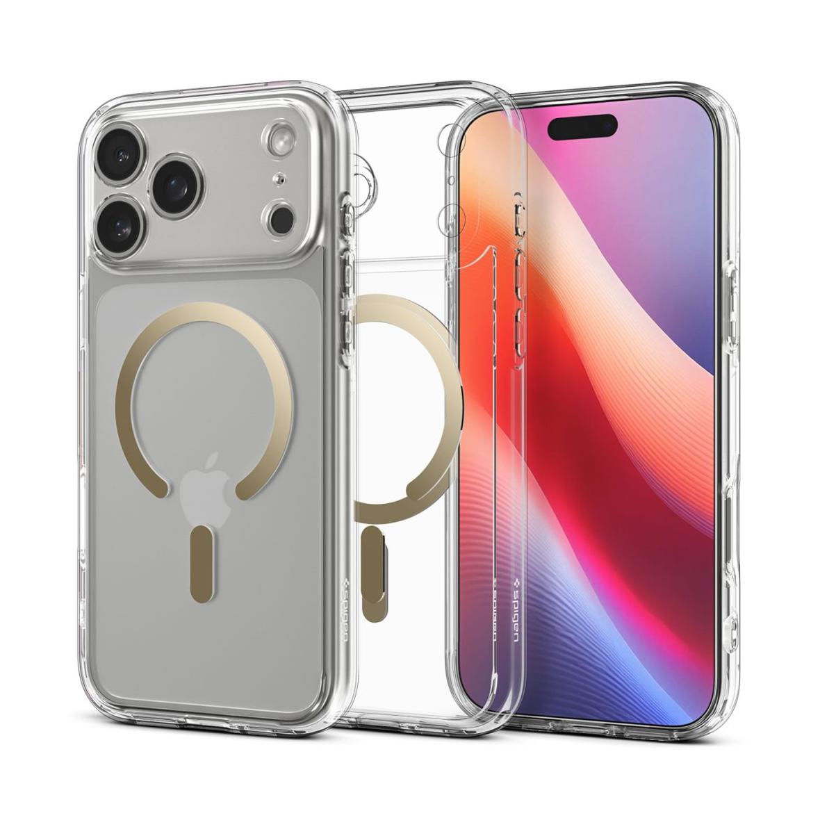 SPIGEN futerał ULTRA HYBRID MAG kompatybilny z MagSafe do IPHONE 17 Pro Max clear gold