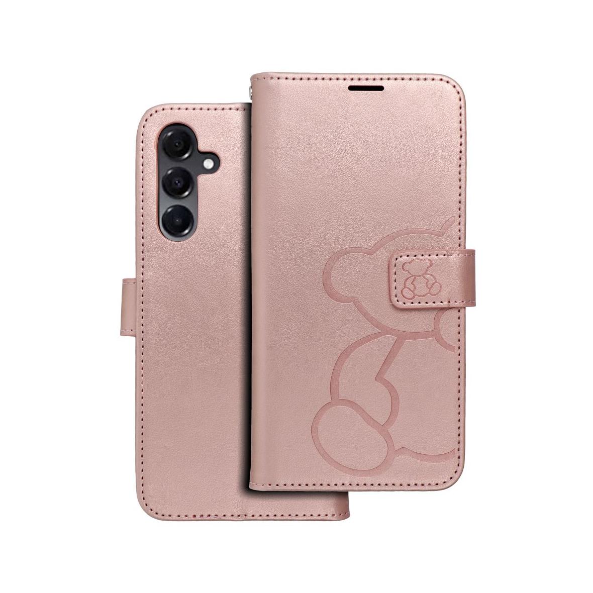 Etui z klapką na Samsung A16 5G Mezzo Book teddy bear złoto-różowe