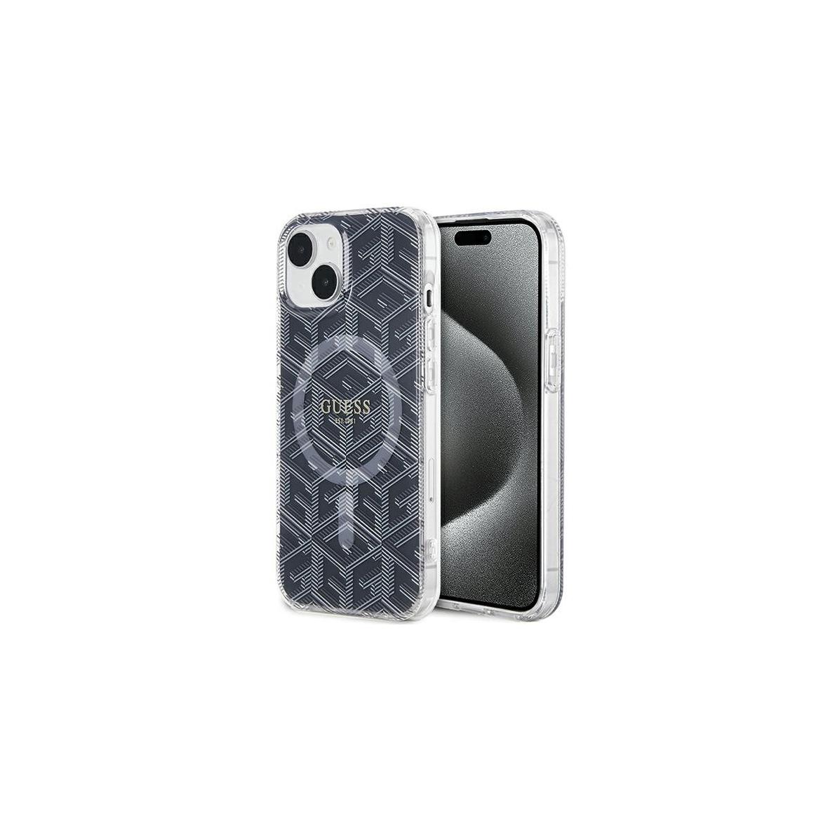 GUESS futerał do IPHONE 15 Plus kompatybilny z MagSafe GUHMP15MHGCUSTGK do iPhone 15 Plus (IML GCUBE) czarny