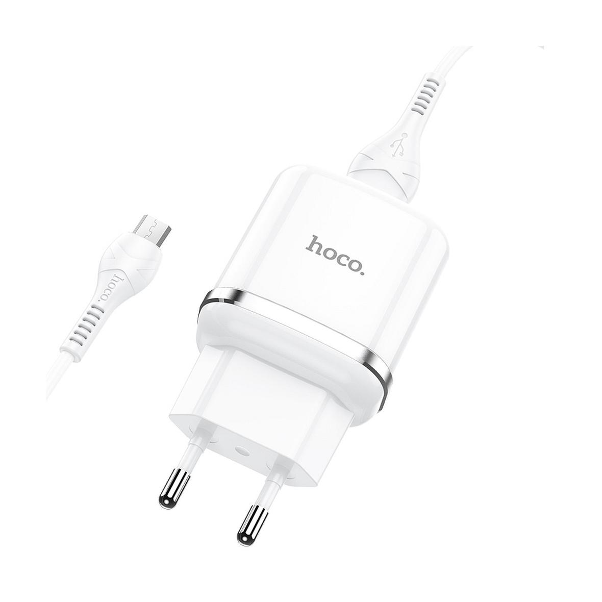 Ładowarka sieciowa do telefonu Hoco USB A QC3.0 3A 18W + kabel USB A do Micro USB N3 biała