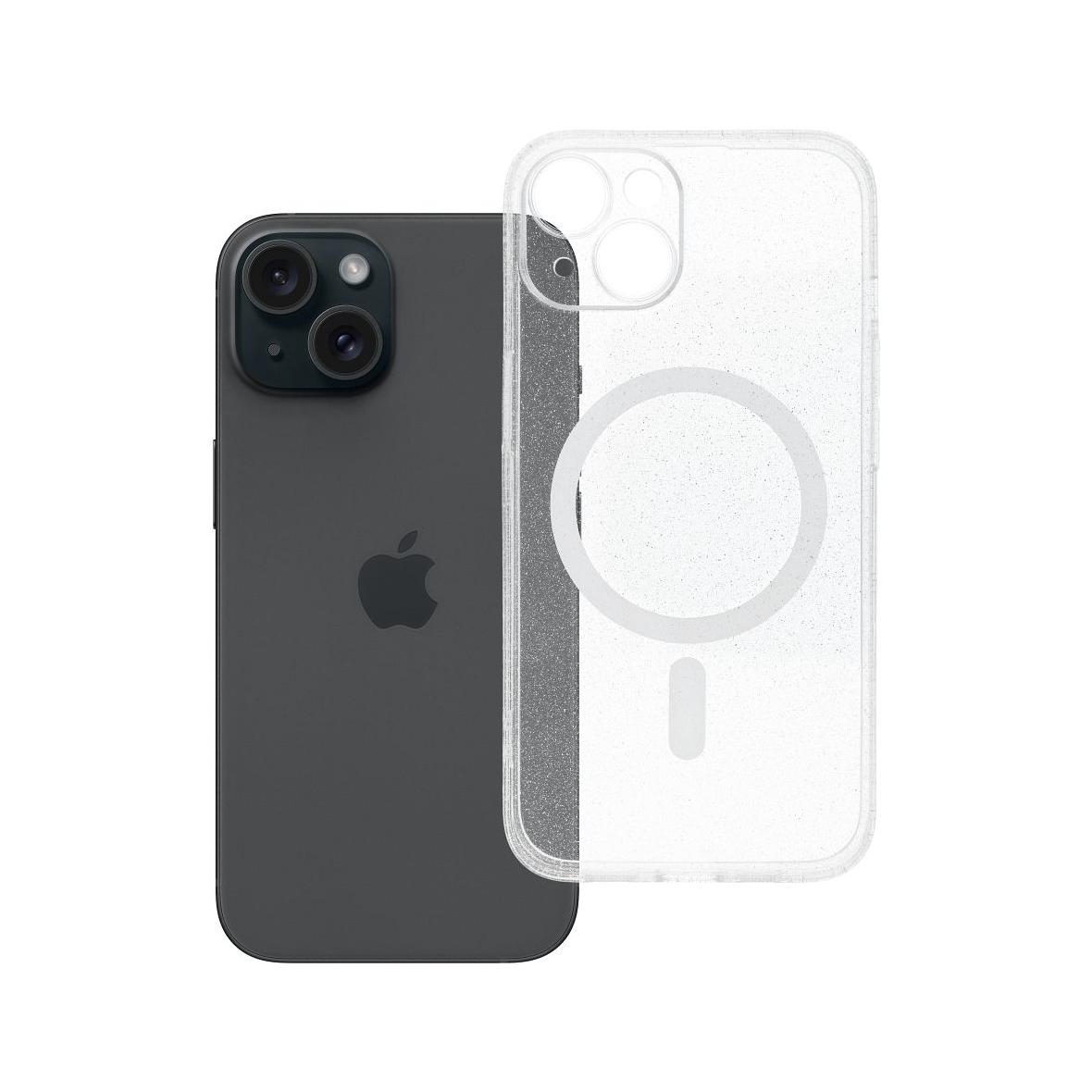 Futerał do iPhone 14 Clear Mag Cover (STR / CAMERA PROTECTION) zgodny z MagSafe  transparentny glitter