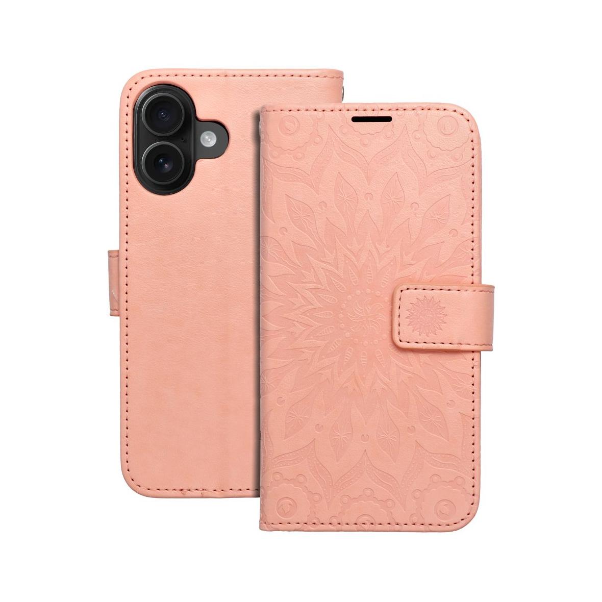 Etui z klapką na iPhone 16 Mezzo Book mandala peach fuzz