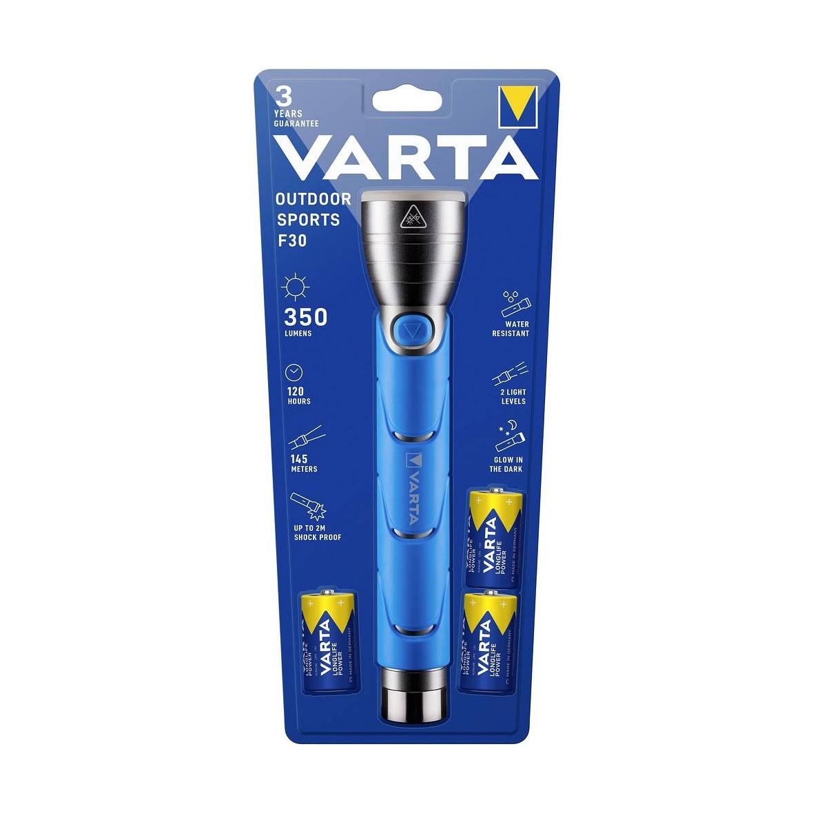 VARTA latarka LED Outdoor sports F30 310lm 18629 + 3 x baterie R14 (Typ C)