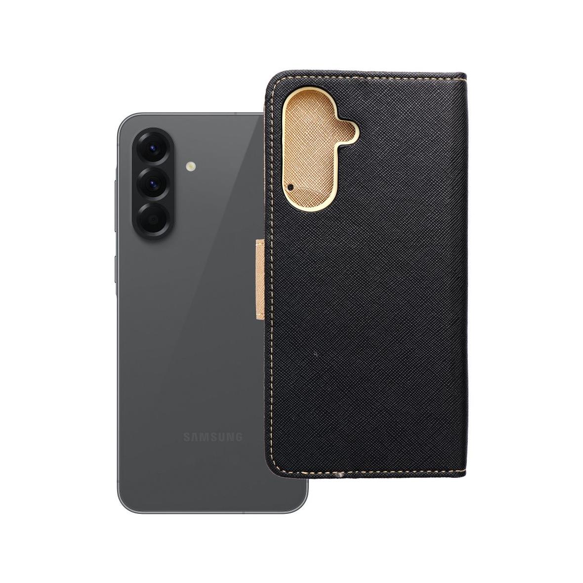 Etui z klapką na Samsung A56 Fancy Book czarno-złote