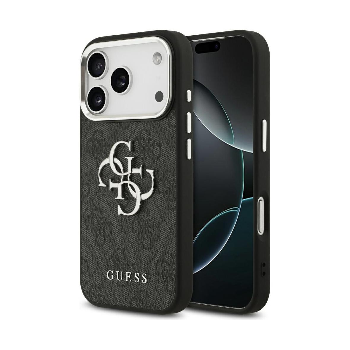 GUESS futerał do IPHONE 17 Pro GUHCP17LP4G4SMCK (4G PU Leather Case with Big 4G and Classic Logo and Silver Metal Camera Frame) czarny