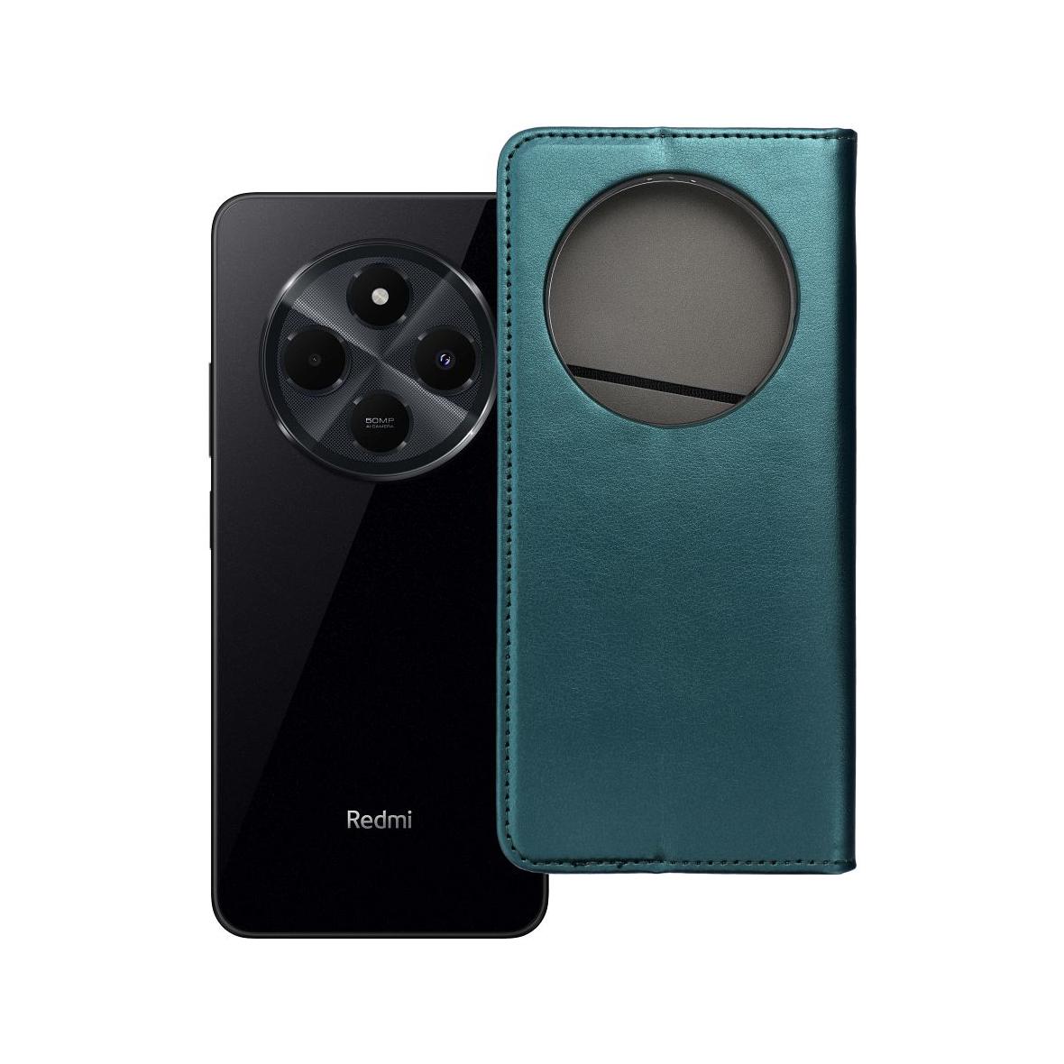 Etui z klapką na Xiaomi Redmi 14C Smart Magneto ciemnozielone