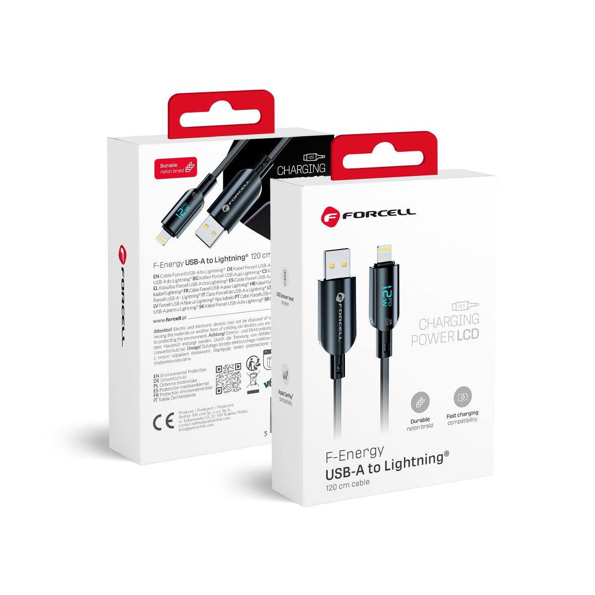 Kabel USB A do Lightning Forcell F-Energy 2,4A 12W Digital 1,2 m C273 czarny