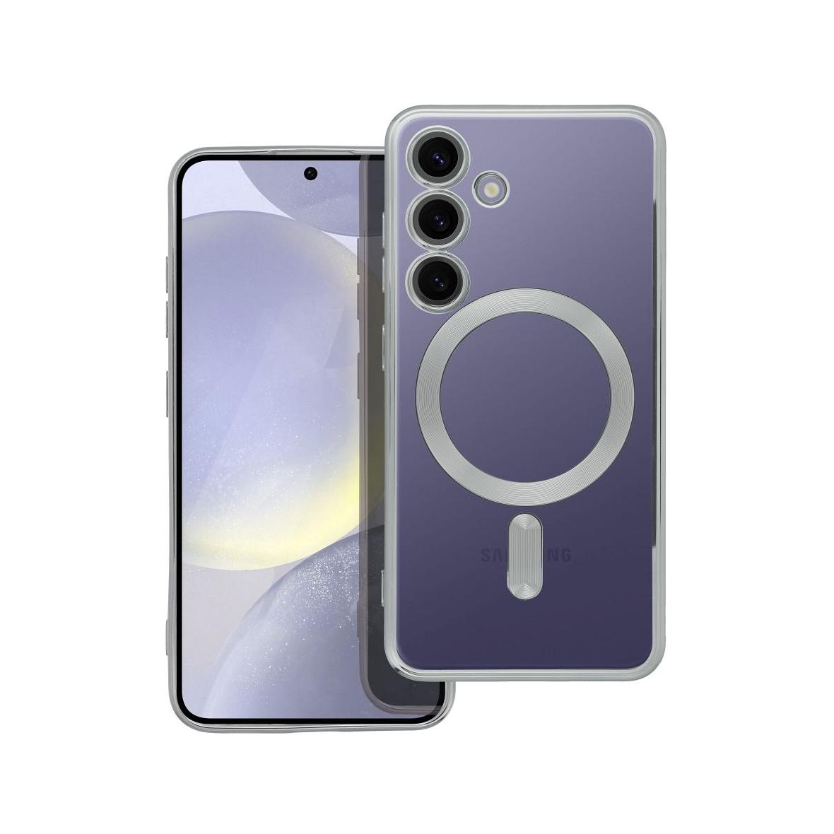 Futerał do Samsung S24 Electro Mag Cover zgodny z MagSafe srebrny