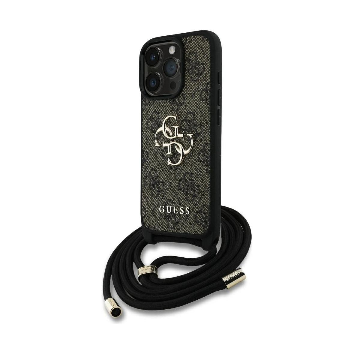 GUESS futerał do IPHONE 16 Pro Max GUHCP16XP4GMGCRW (CBDY PU 4G Big Logo W/Cord Strap) brązowy