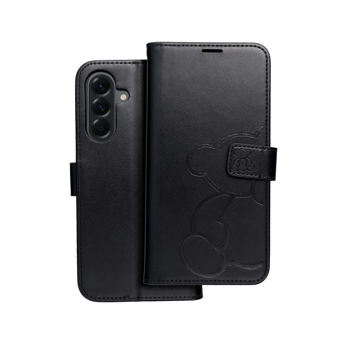 Etui z klapką na Samsung A56 5G Mezzo Book teddy bear czarne