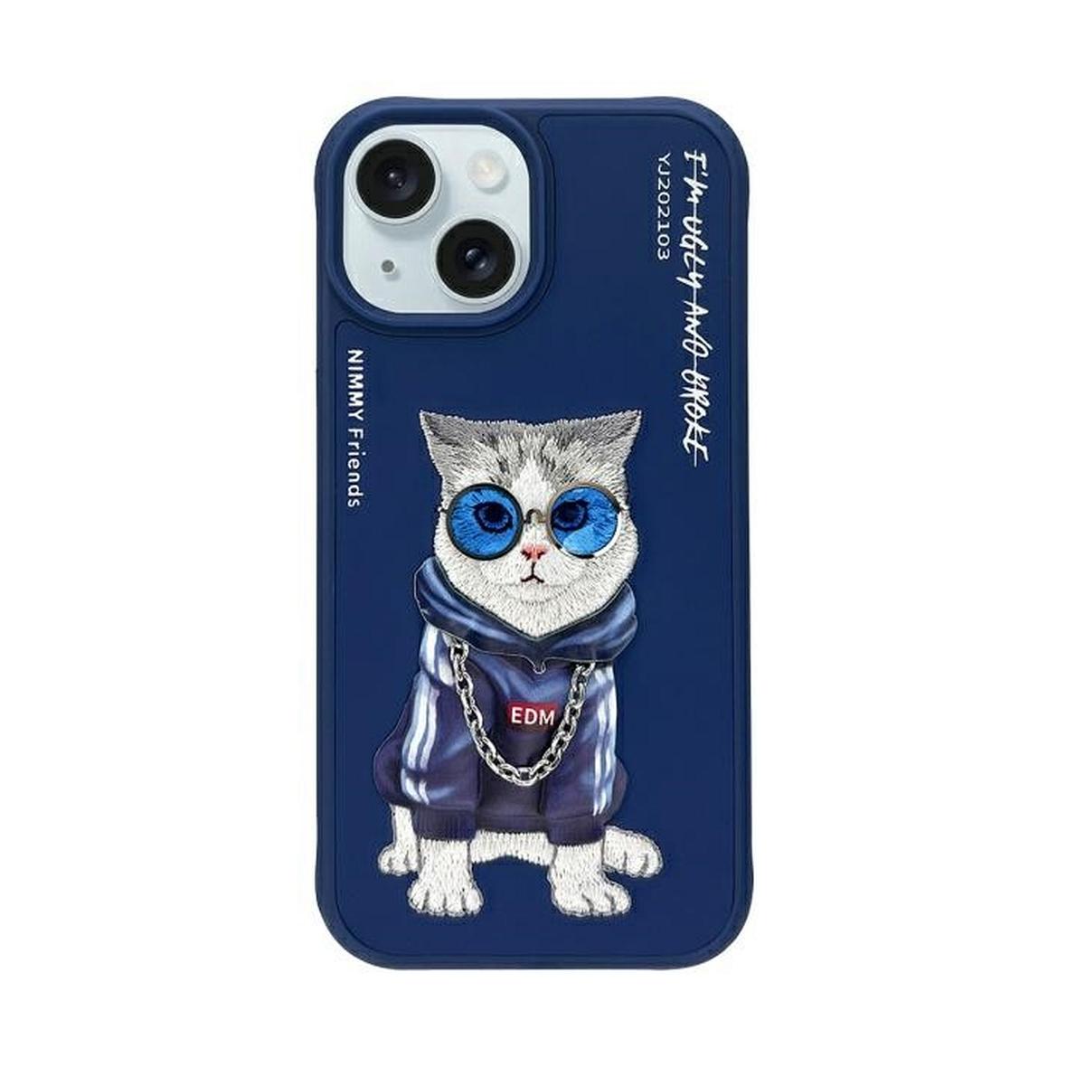 NIMMY futerał GLASSES COOL CAT do IPHONE 15 niebieski