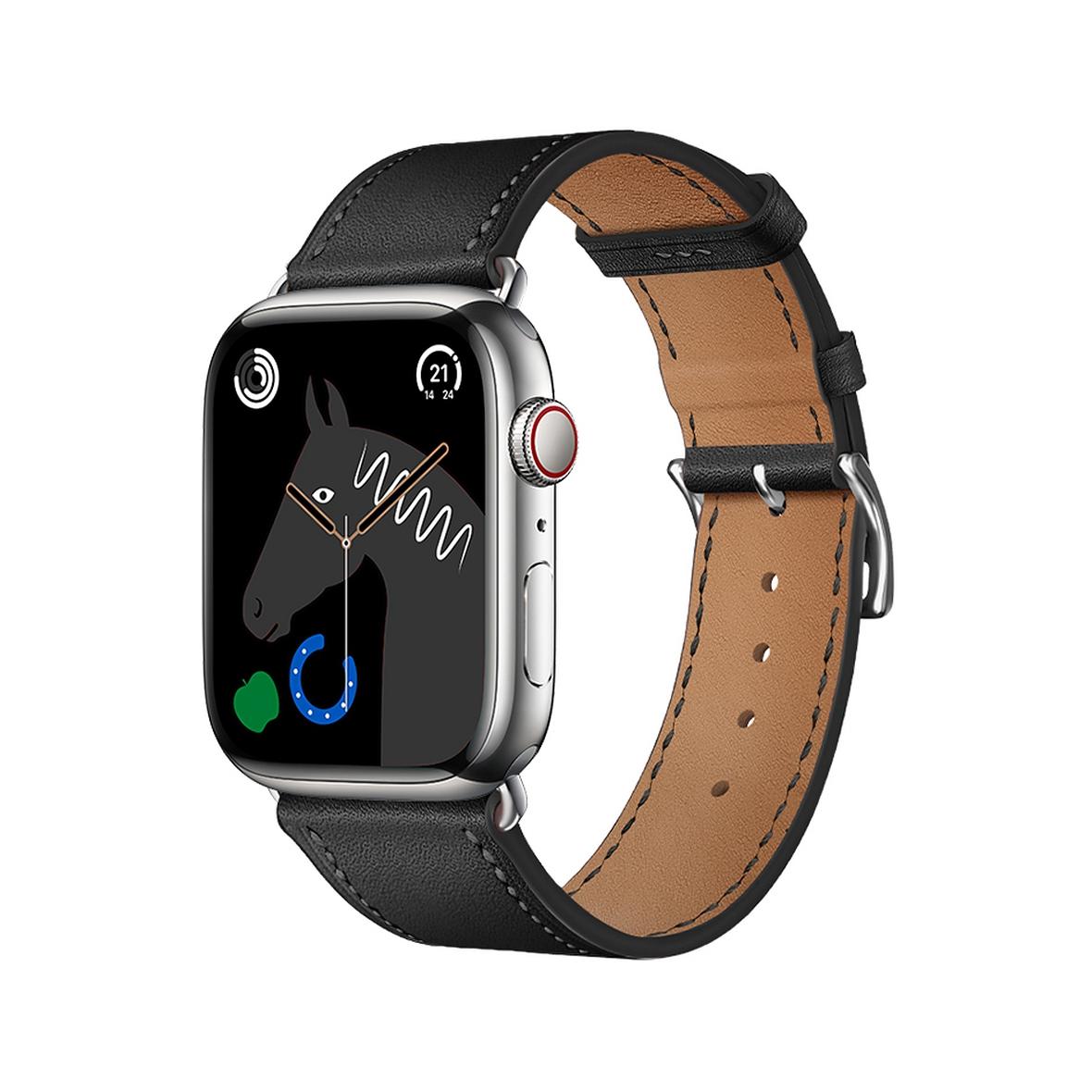 Pasek do Apple Watch Forcell F-Design FA20 dziurki skóra ekologiczna 42 / 44 / 45 / 49 mm czarny