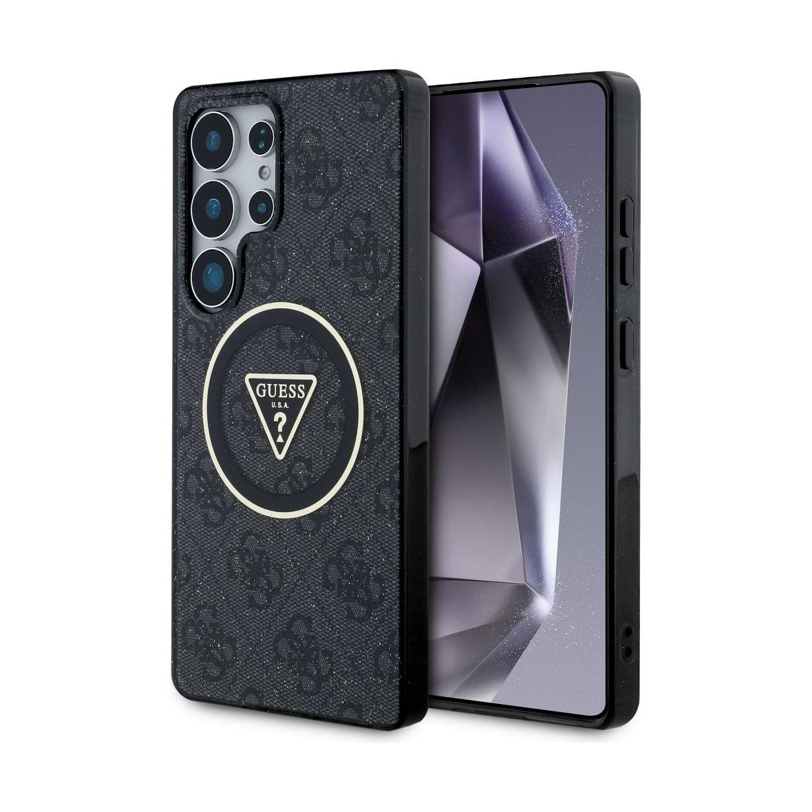 GUESS futerał do SAMSUNG S25 Ultra GUHMS25LHG4PRTGK (Magnetic IML Metal Glitter 4G Circle Triangle) czarny