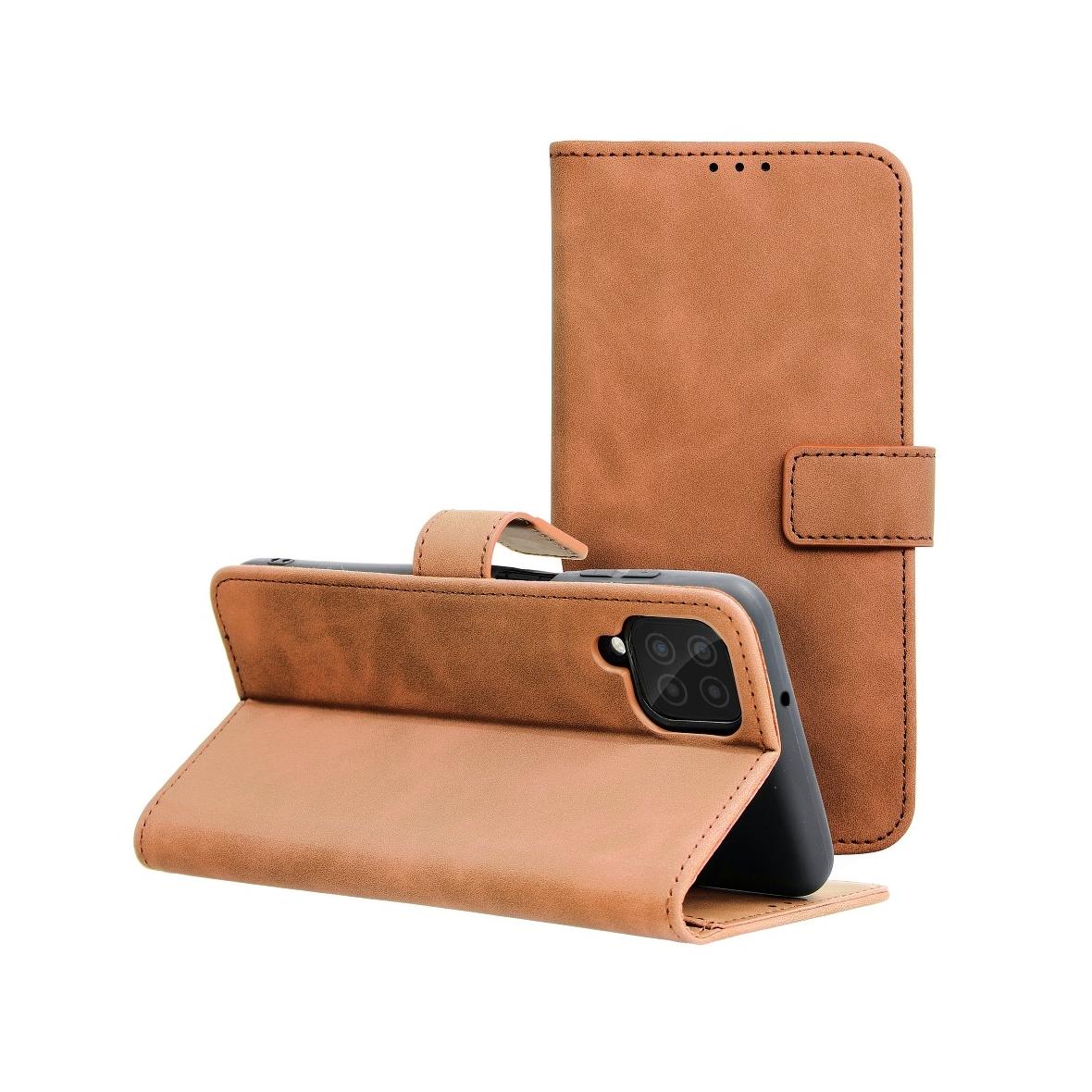 Etui z klapką na Samsung A12 / M12 Tender Book brązowe