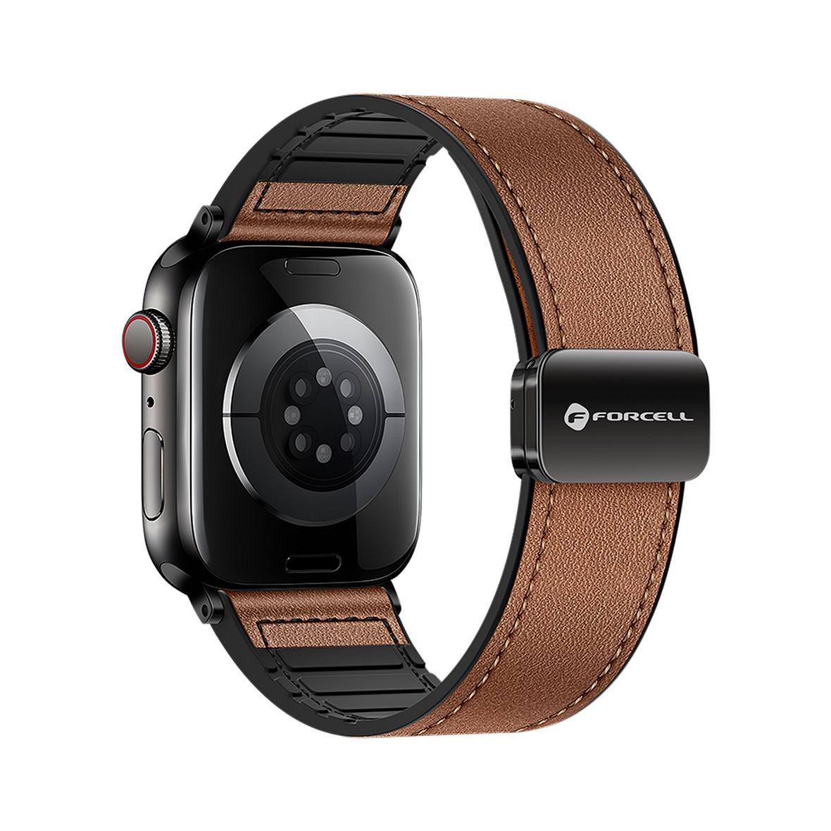 Pasek do Apple Watch Forcell F-Design FA21 magnetyczny skóra ekologiczna 38 / 40 / 41 mm brązowy