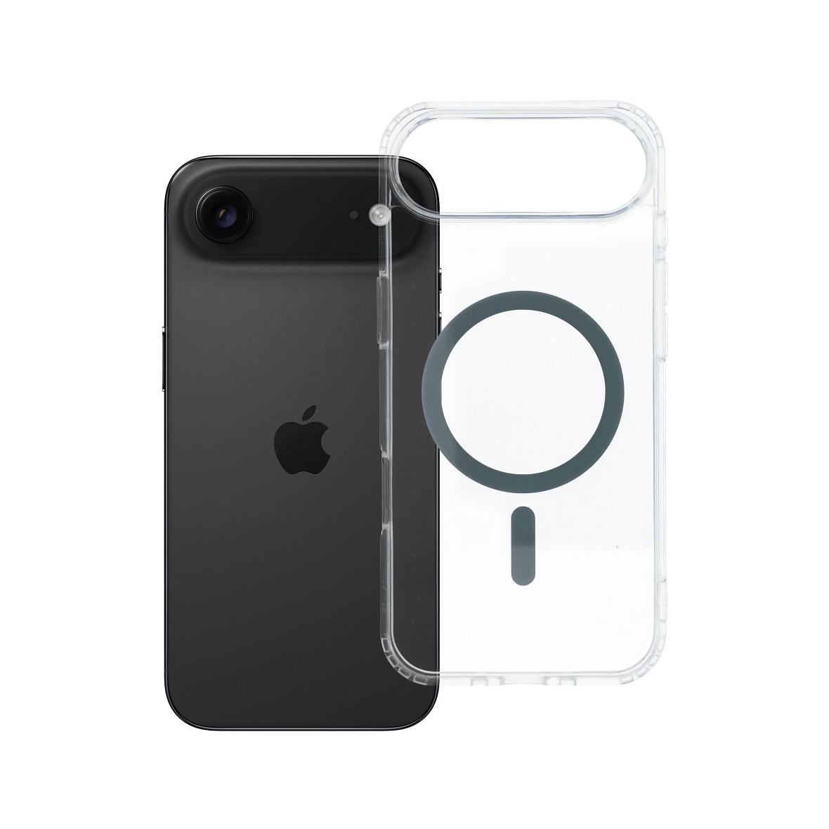 Etui na iPhone 17 AIR Drop Glue Colorful Ring Mag Cover zgodny z MagSafe szare