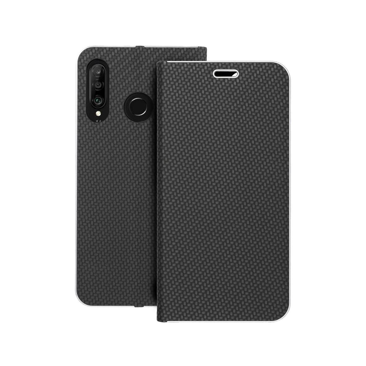 Etui z klapką na Huawei P30 LITE Luna Book Carbon czarne