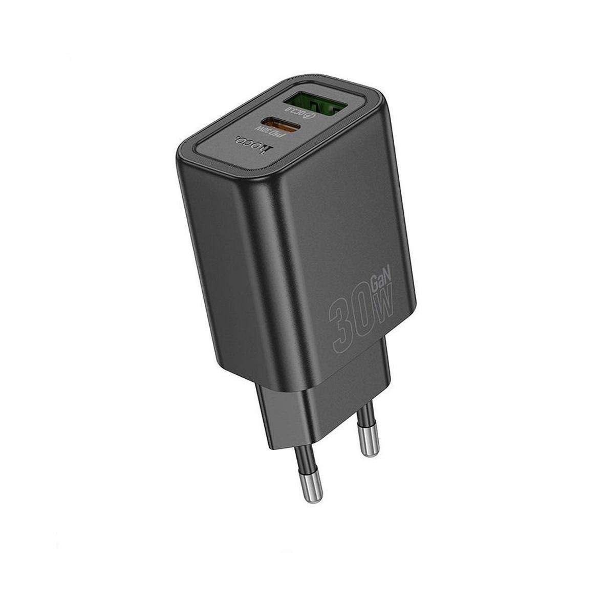 Ładowarka sieciowa do telefonu Hoco USB A + USB C QC3.0 PD 3A 30W N63 czarna