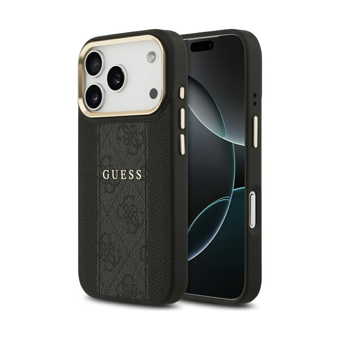 GUESS futerał do IPHONE 17 Pro kompatybilny z MagSafe GUHMP17LPG4SEMCK (PU W/ 4G Stripe) czarny