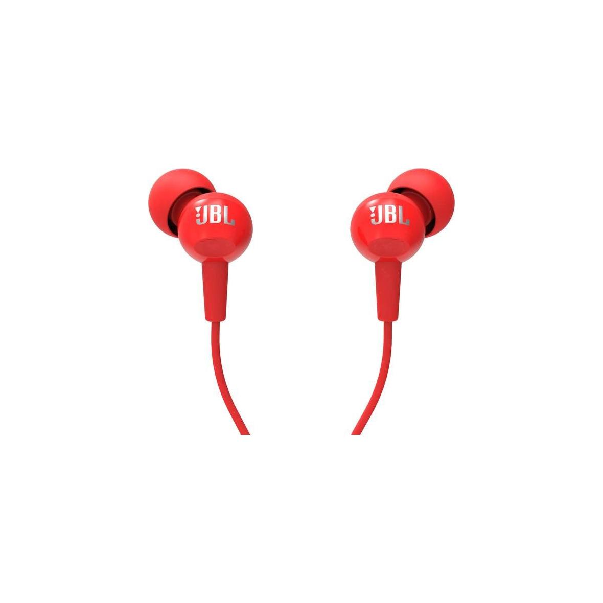 Słuchawki przewodowe douszne Jack 3,5 mm JBL C100Si czerwone