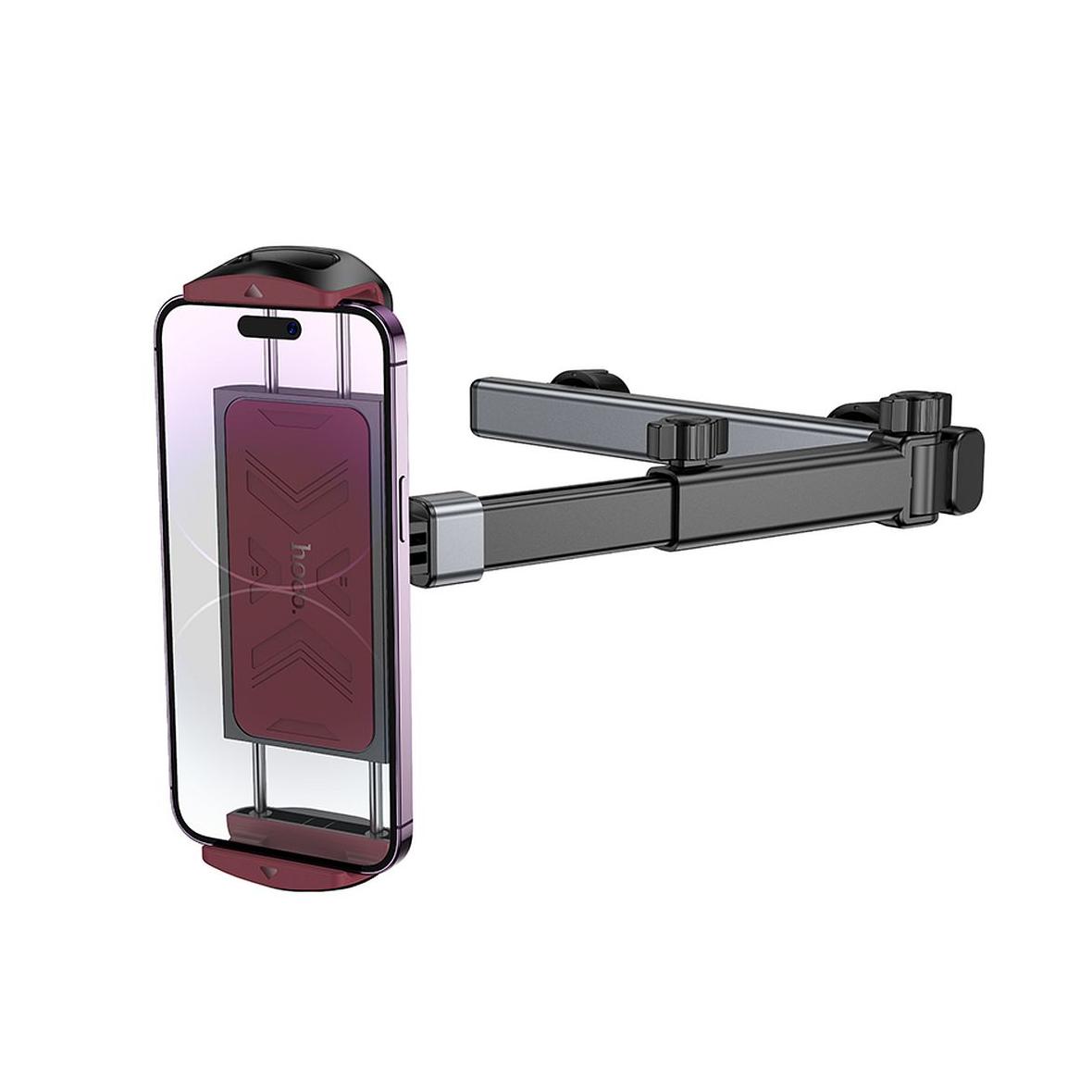 Uchwyt na telefon / tablet do samochodu uniwersalny Hoco na zagłówek teleskopowy (4,5" - 13") H69 czarno czerwony